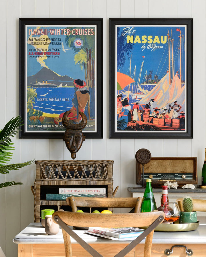 Fly To Nassau, Caribbean Framed Travel Poster