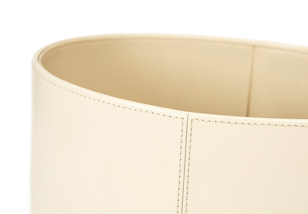 Georgina Ivory Leather Oval Wastepaper Bin