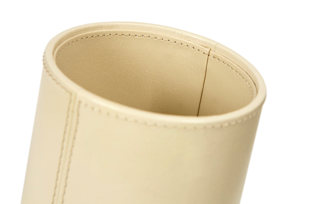 Maisie Ivory Leather Make-Up Brush Pot