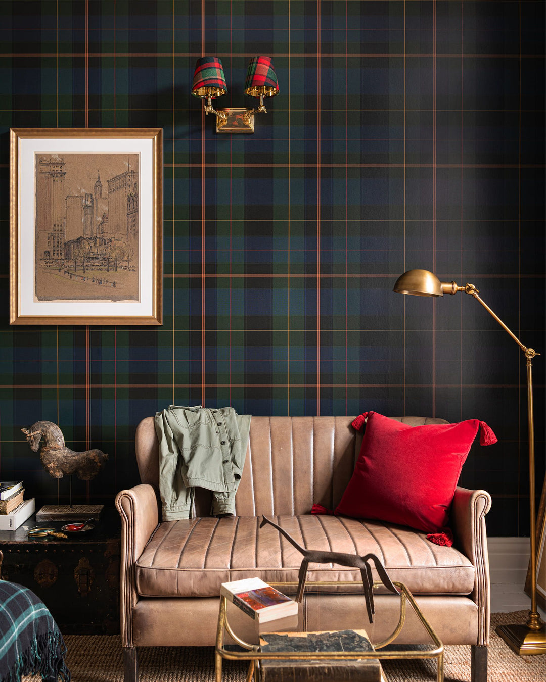 Equestrian Plaid Wallpaper