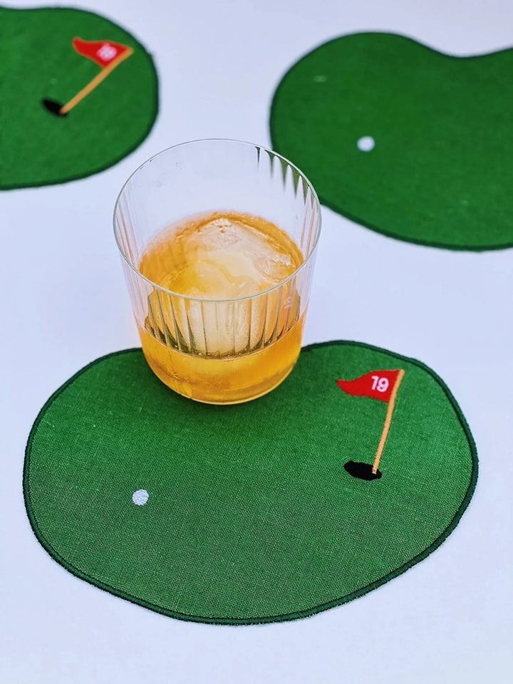 Golf Linen Cocktail Napkins - Set of 4