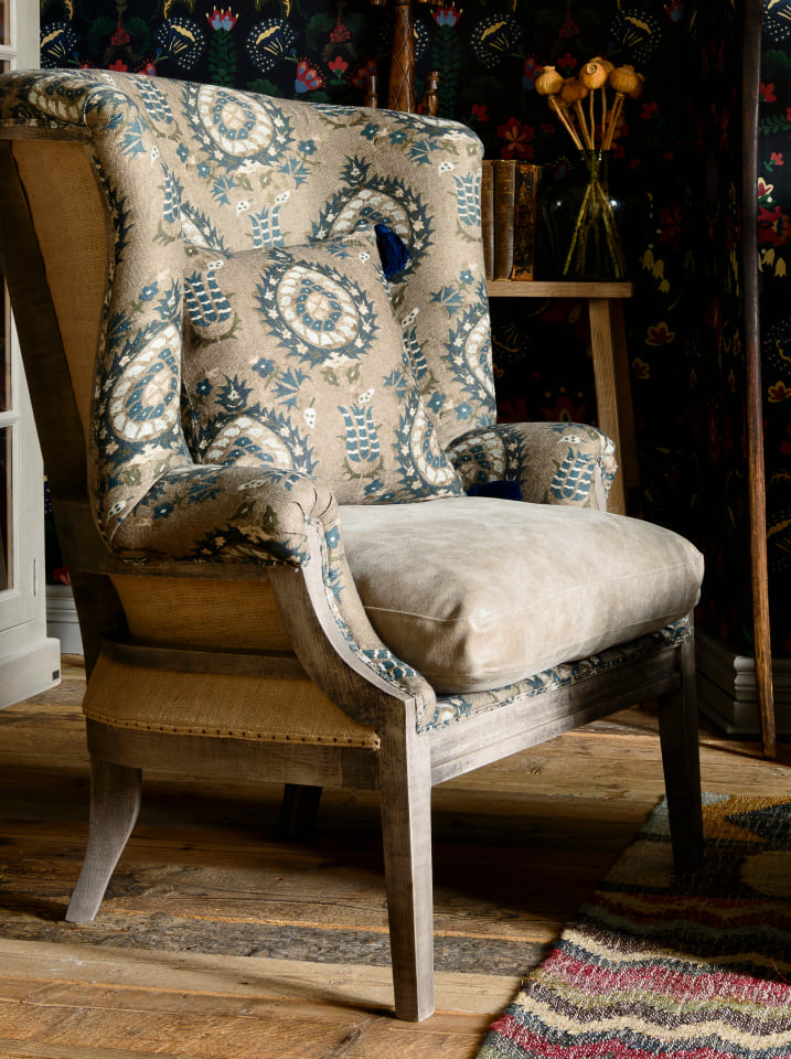 William Deconstructed Wingback Chair - Dapple Grey Linen