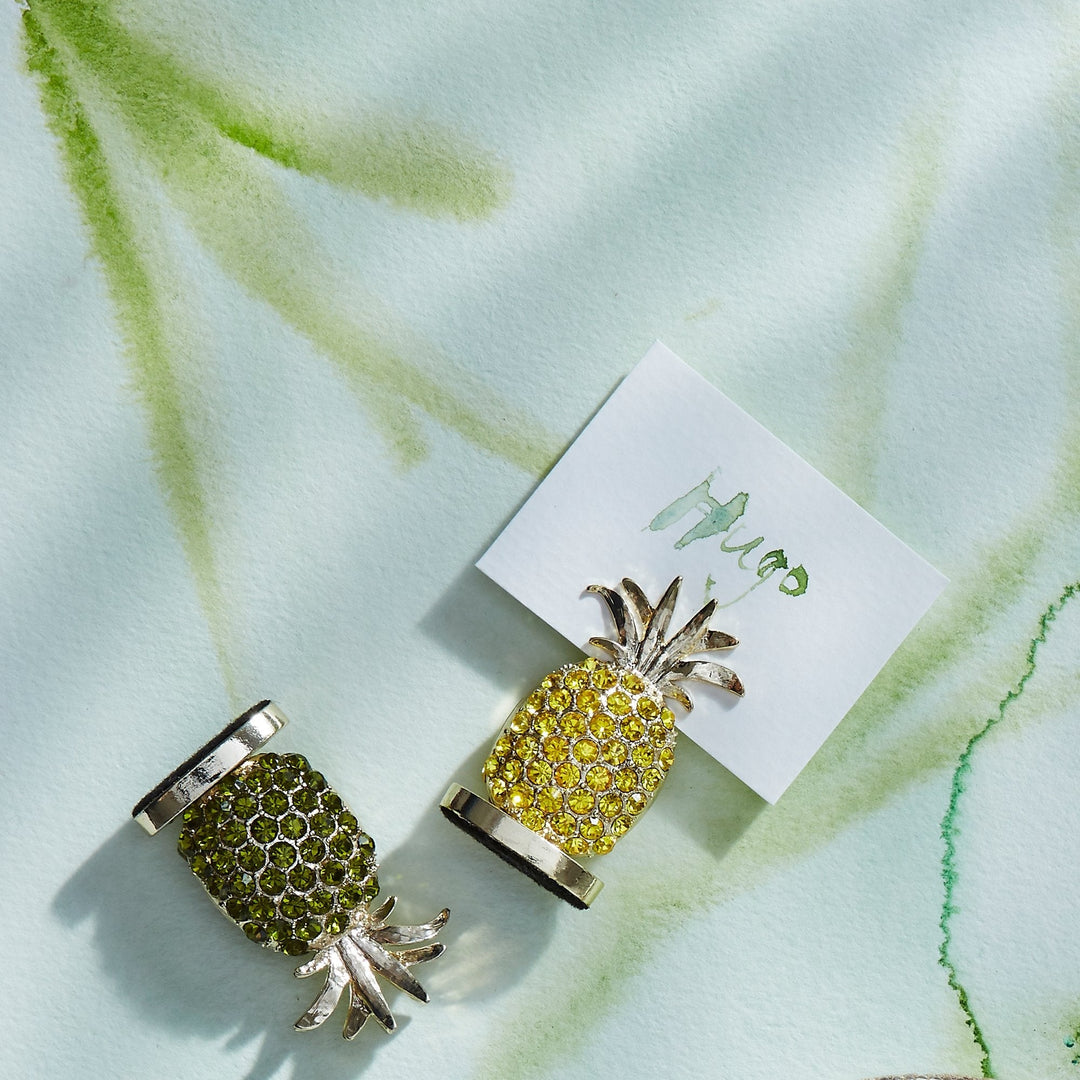 Pineapple Placecard Holders, Yellow, Set of Two