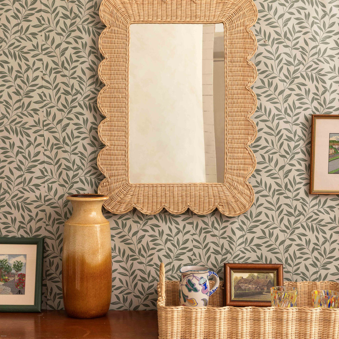 Mimi Scalloped Rattan Mirror