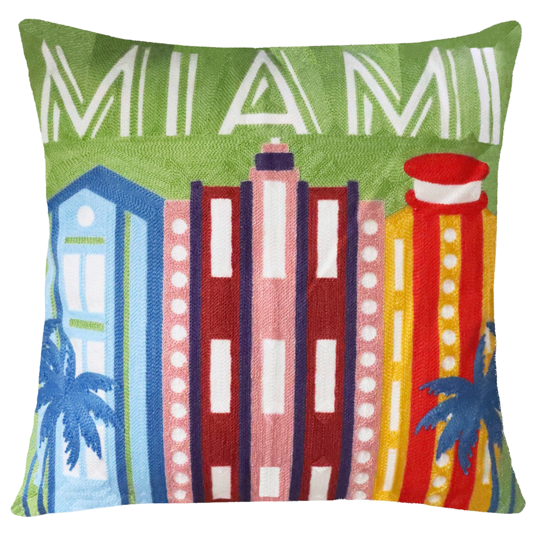 Miami Art Deco Needlepoint Pillow