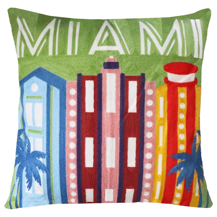 Miami Art Deco Needlepoint Pillow
