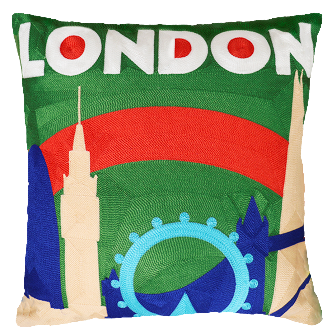 London Skyline Needlepoint Pillow