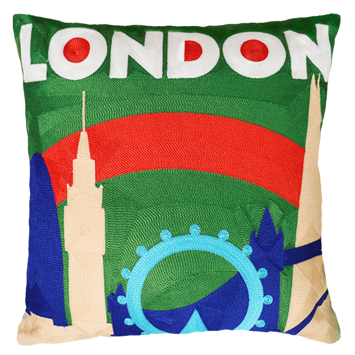 London Skyline Needlepoint Pillow