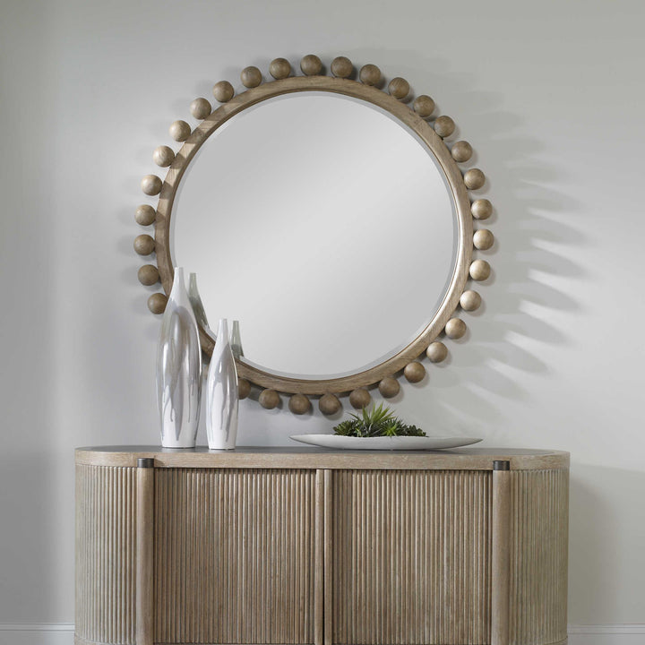 Brianza Round Ball Mirror - Natural Wood