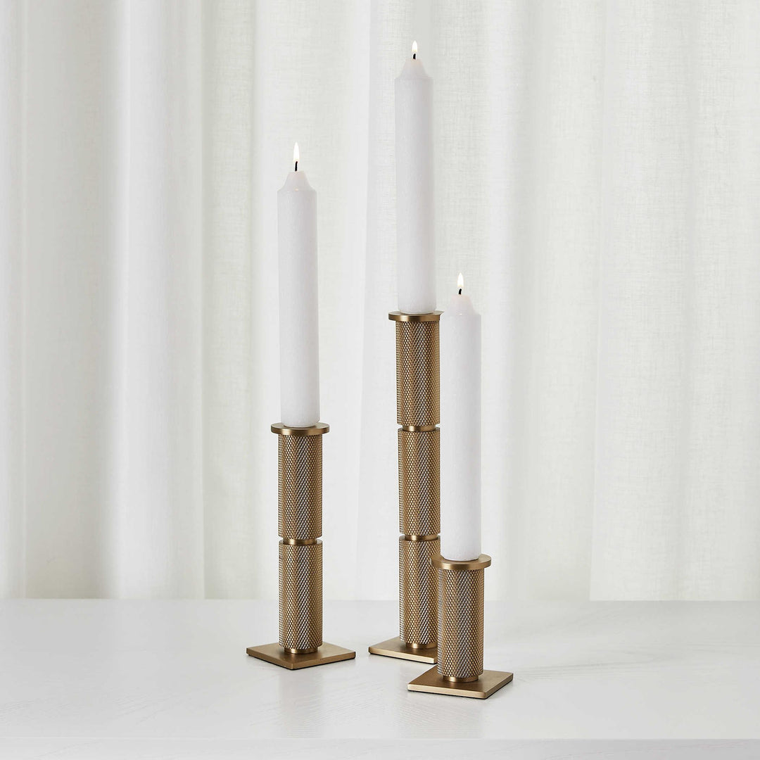 Knurled Taper Candleholders, Set of 3