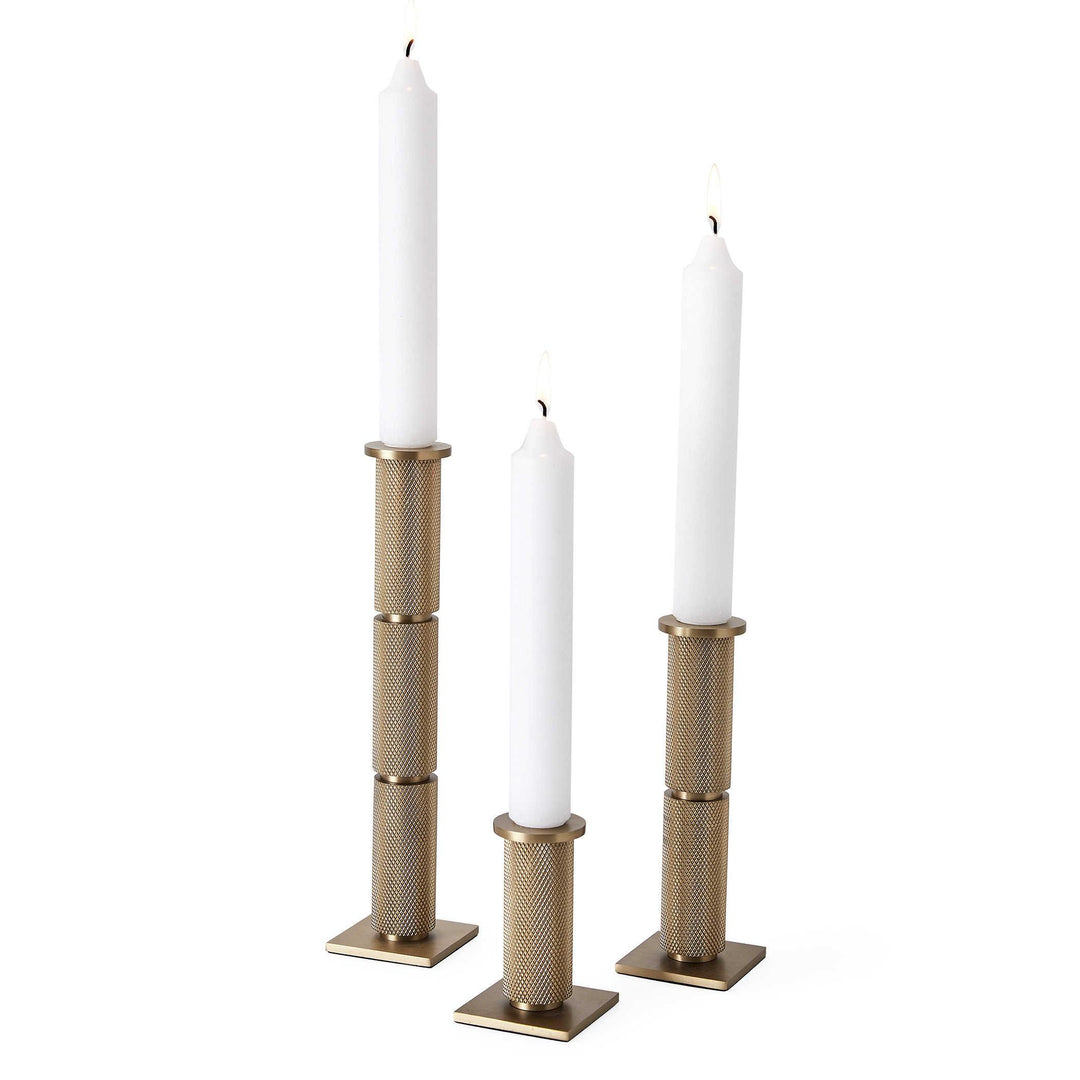 Knurled Taper Candleholders, Set of 3