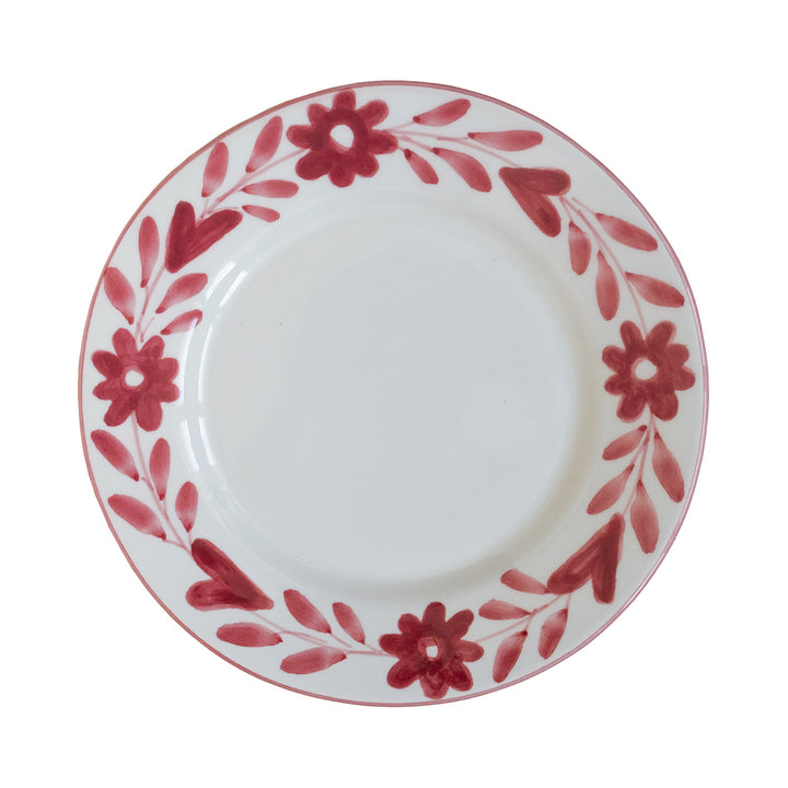 Red Flowers Ceramic Dessert Plate
