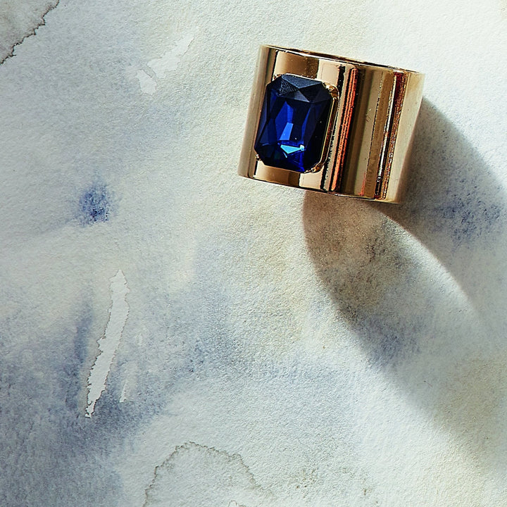 Sapphire Single Gem Napkin Rings - Pair