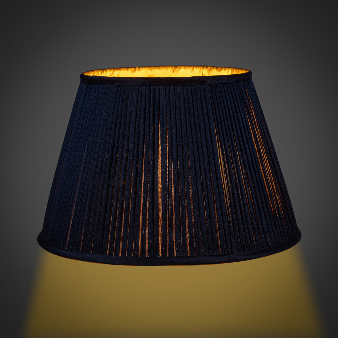 Navy Blue & Gold Pleated Lampshade