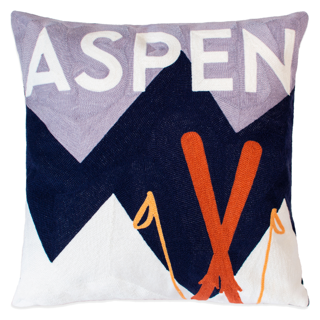 Aspen Ski Needlepoint Pillow