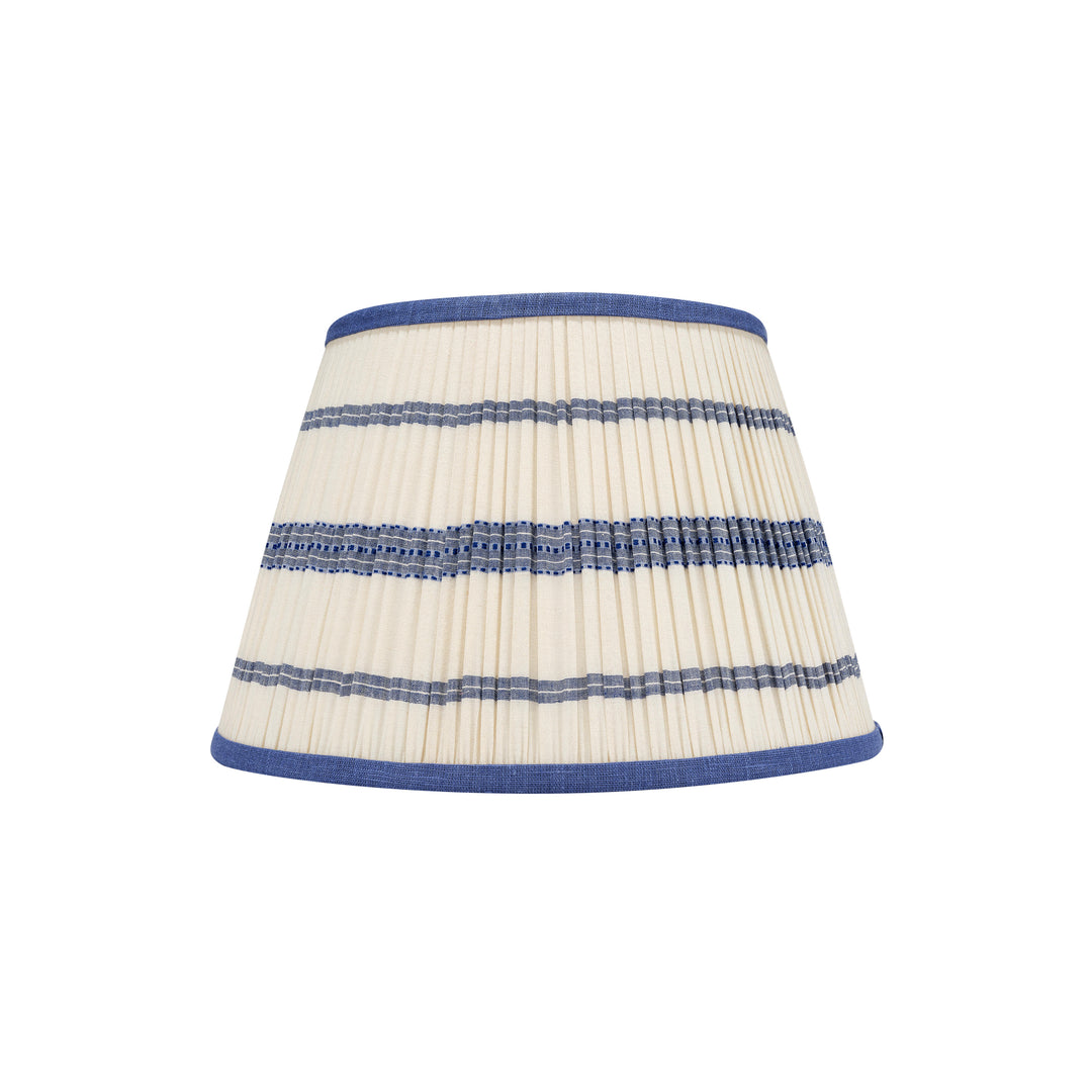 Embroidered Blue Stripe Pleated Lampshade