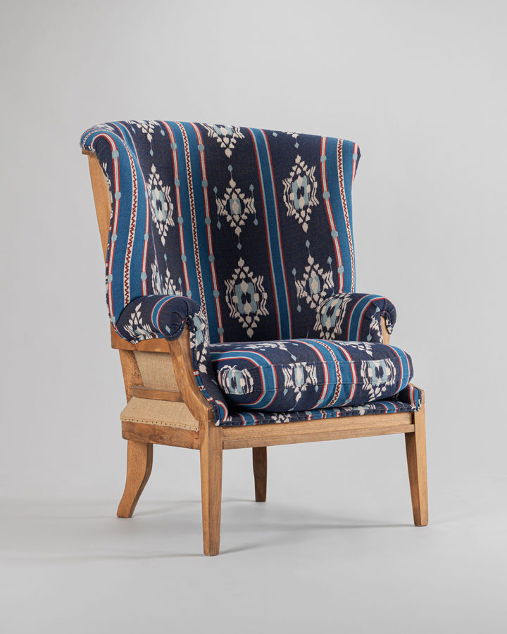 William Deconstructed Wingback Chair - King's Ikat