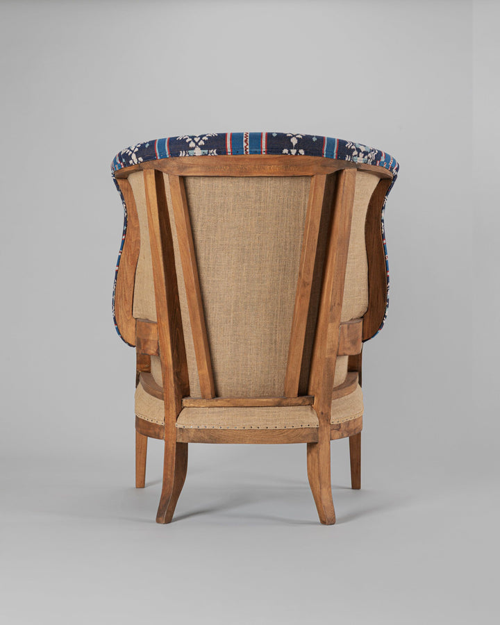 William Deconstructed Wingback Chair - King's Ikat