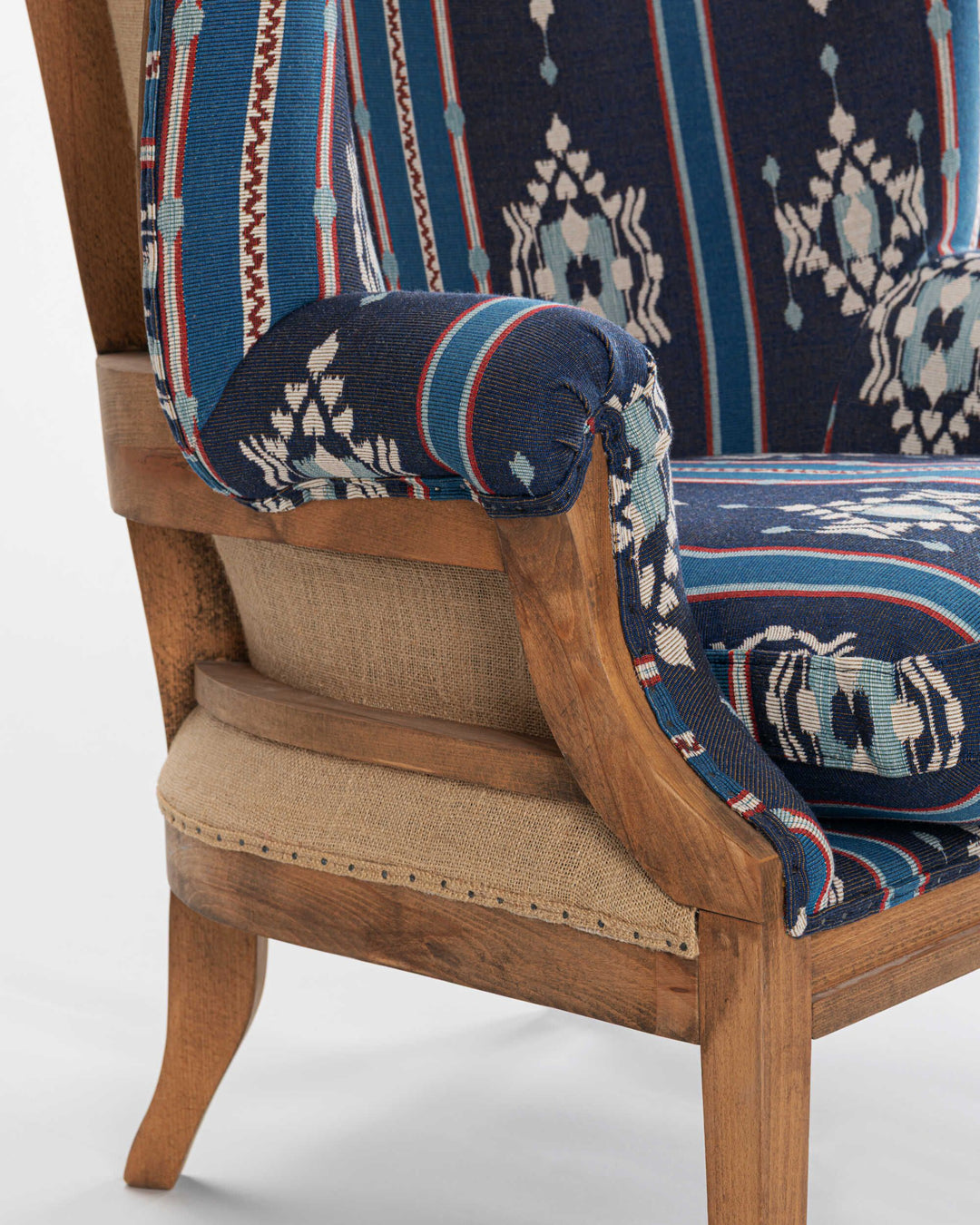 William Deconstructed Wingback Chair - King's Ikat