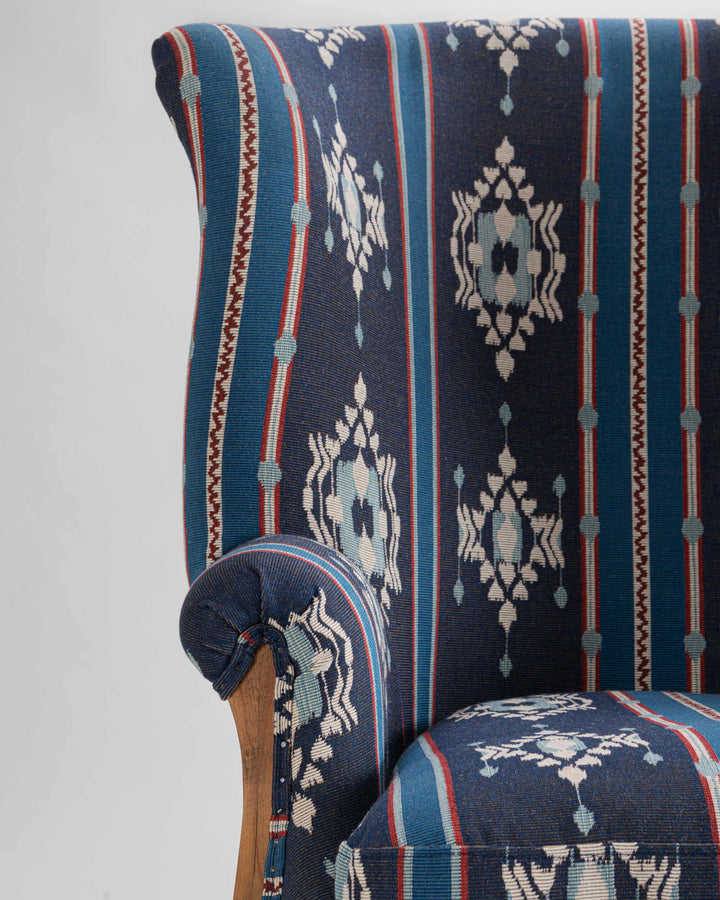 William Deconstructed Wingback Chair - King's Ikat