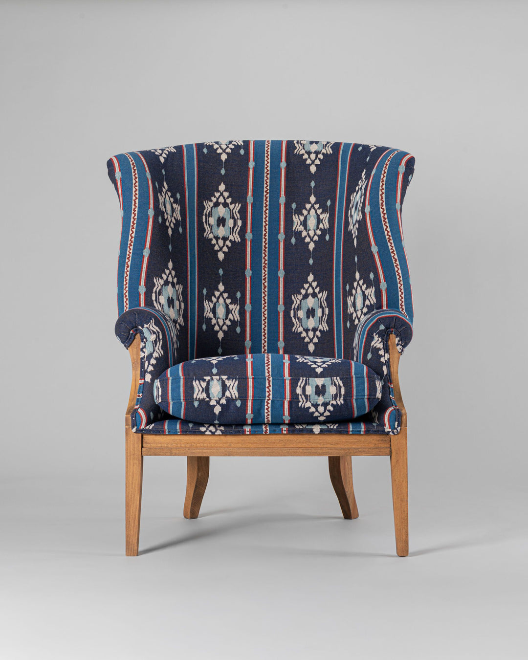 William Deconstructed Wingback Chair - King's Ikat