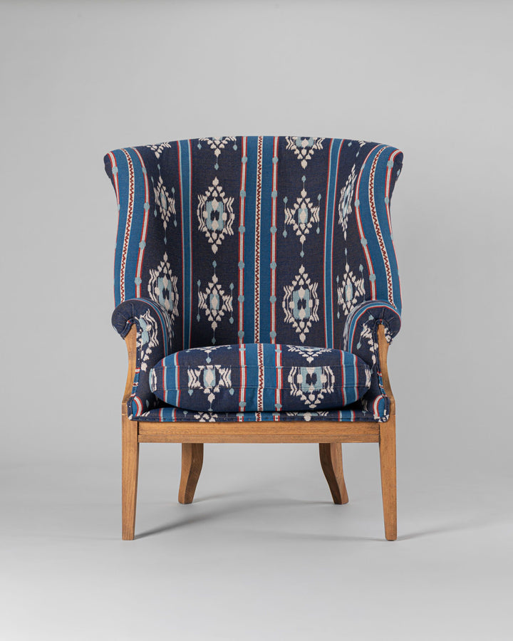 William Deconstructed Wingback Chair - King's Ikat