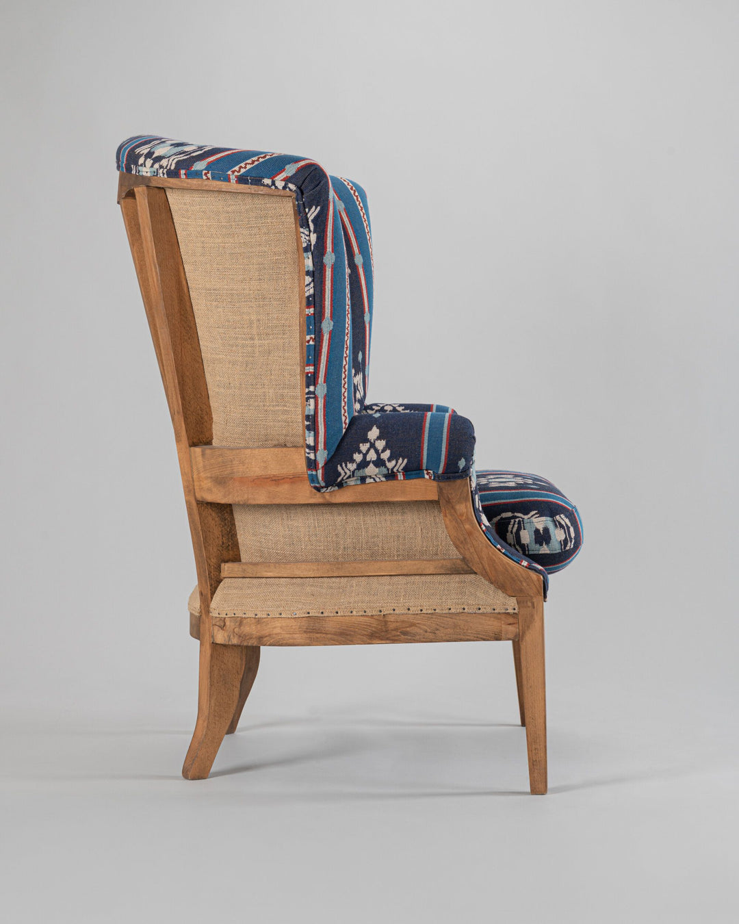 William Deconstructed Wingback Chair - King's Ikat