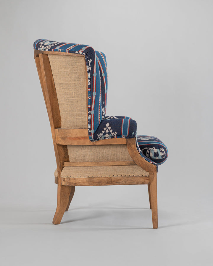 William Deconstructed Wingback Chair - King's Ikat