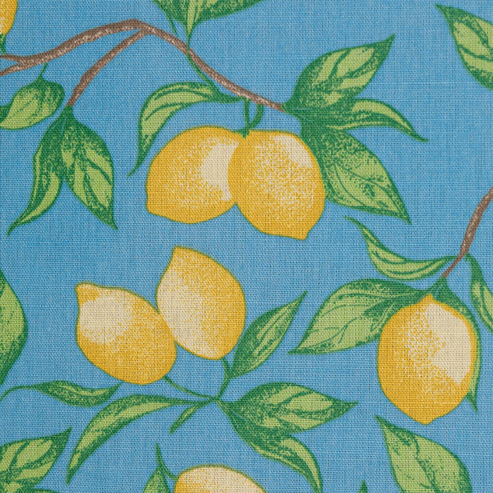Capri Lemon Fabric in Azure Blue
