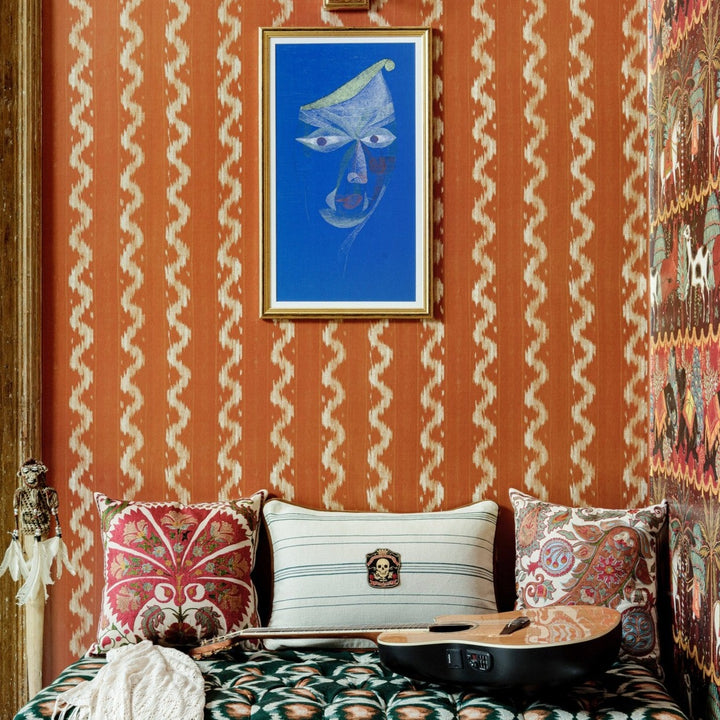 Vintage Ikat Wallpaper in Apricot | MIND THE GAP
