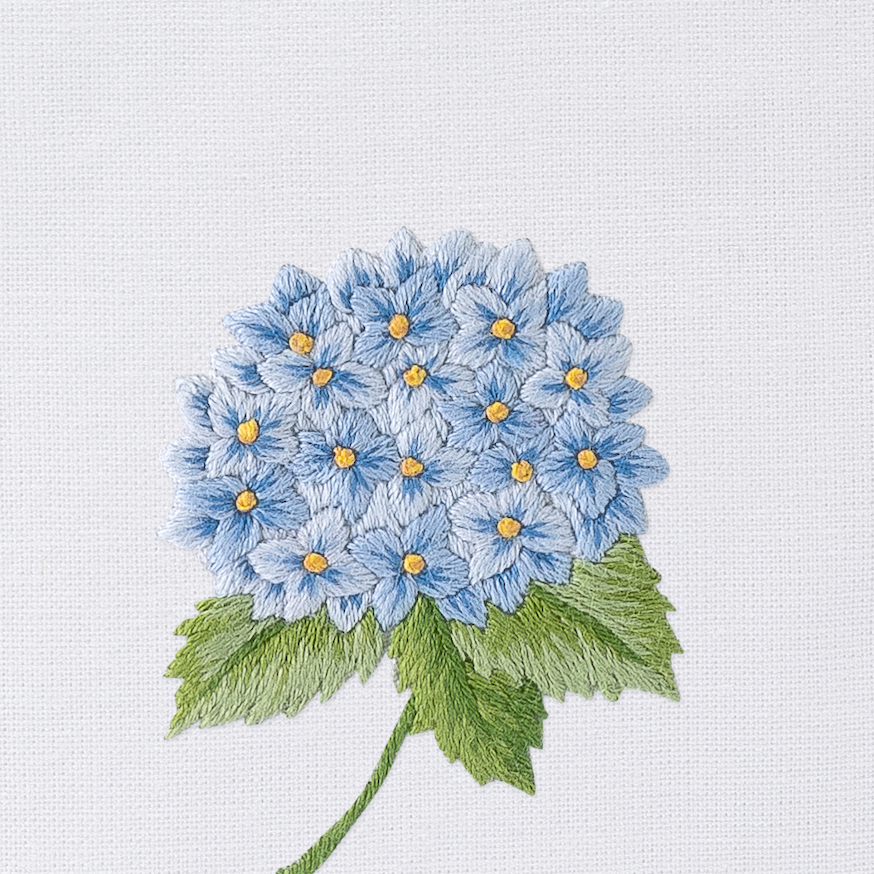Blue Hydrangea Embroidered Tissue Box Cover