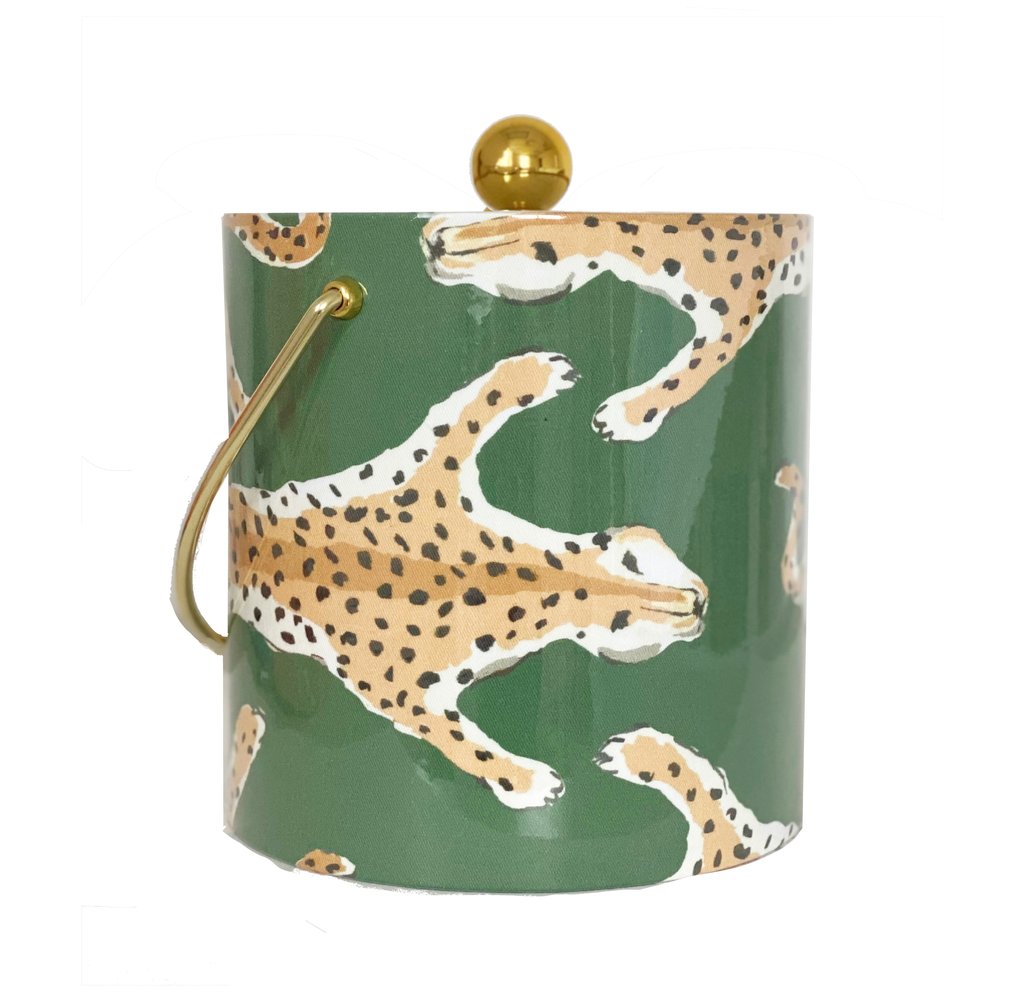 Leopard Acrylic Ice Bucket - Green