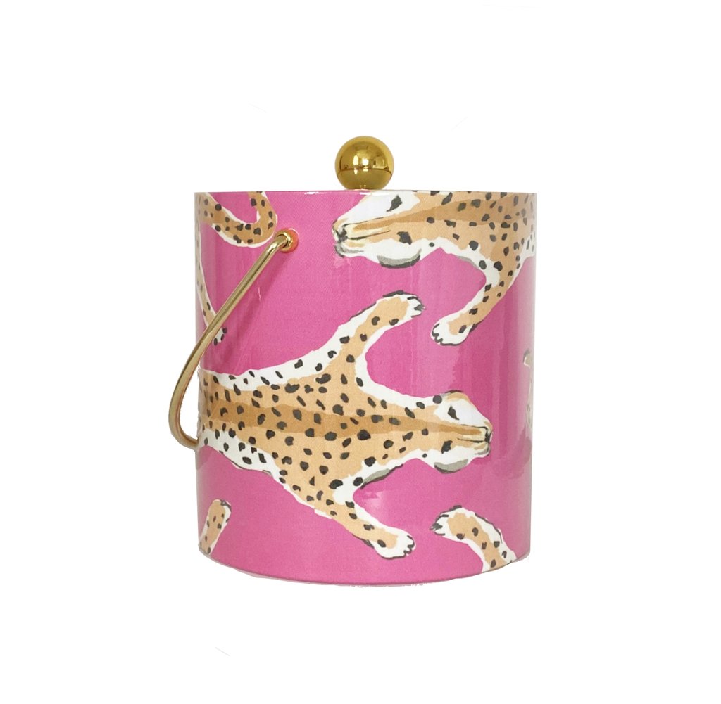 Leopard Acrylic Ice Bucket - Pink