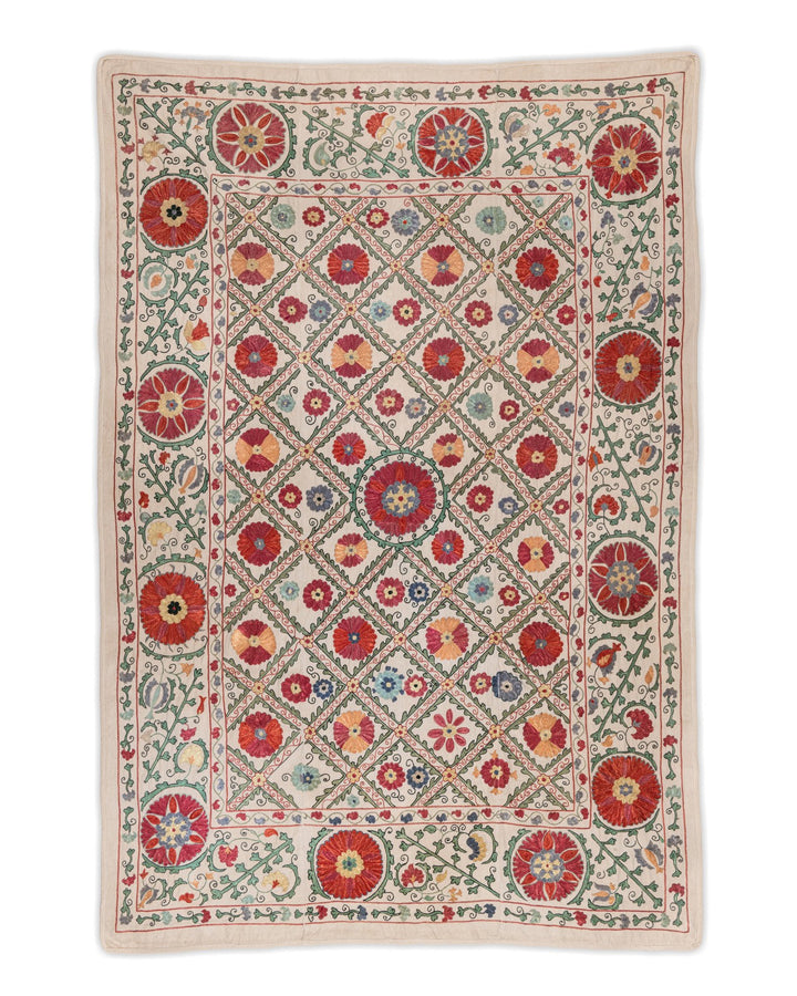 Bukhara Suzani Silk Embroidered Bed Runner