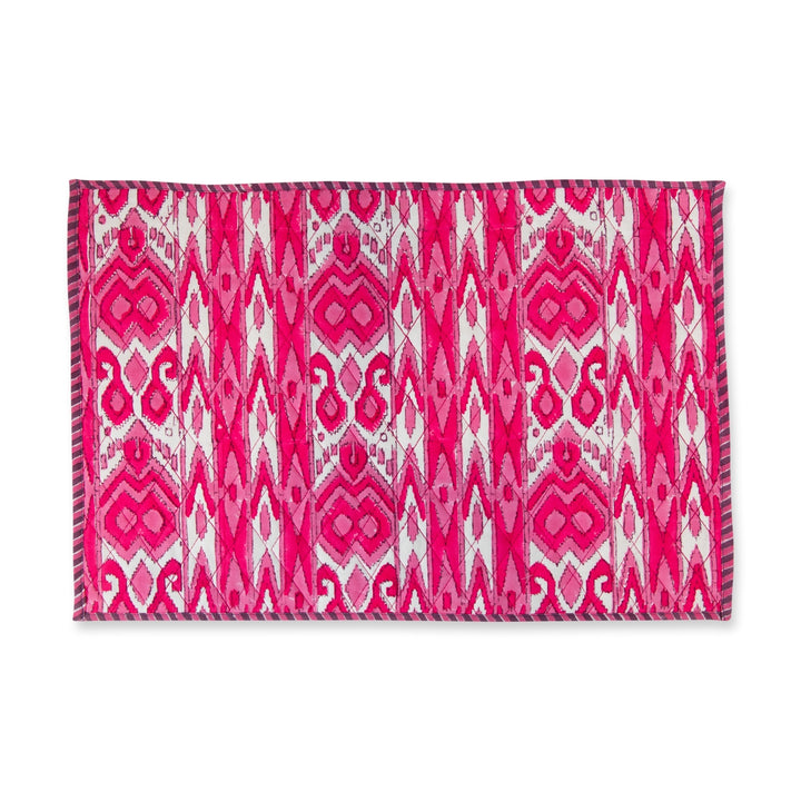 Pink Poppy Ikat Quilted Placemats - Set of 4
