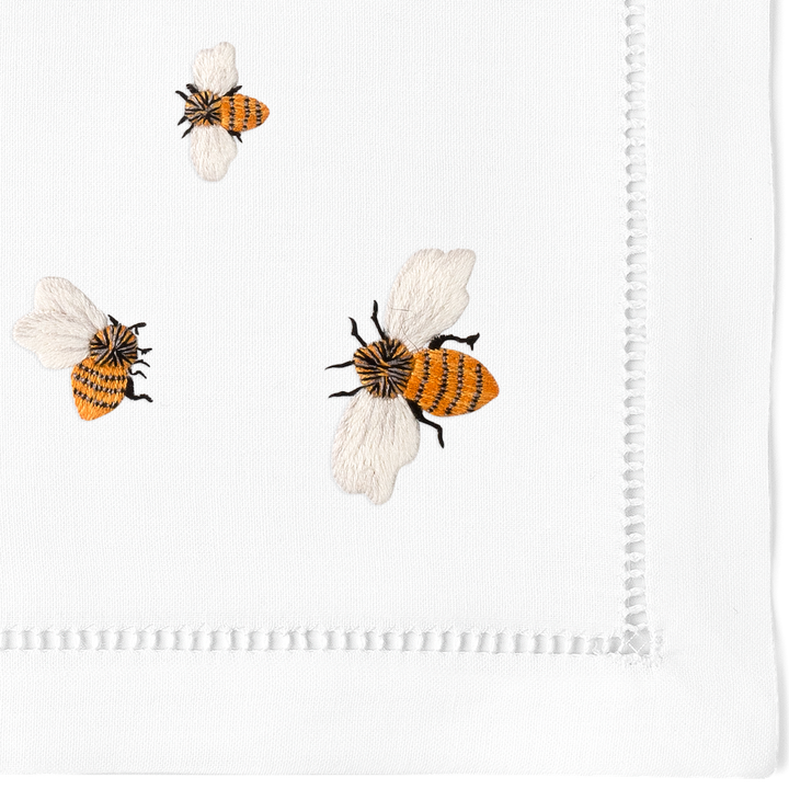 Bees Embroidered Napkins - Set of 4