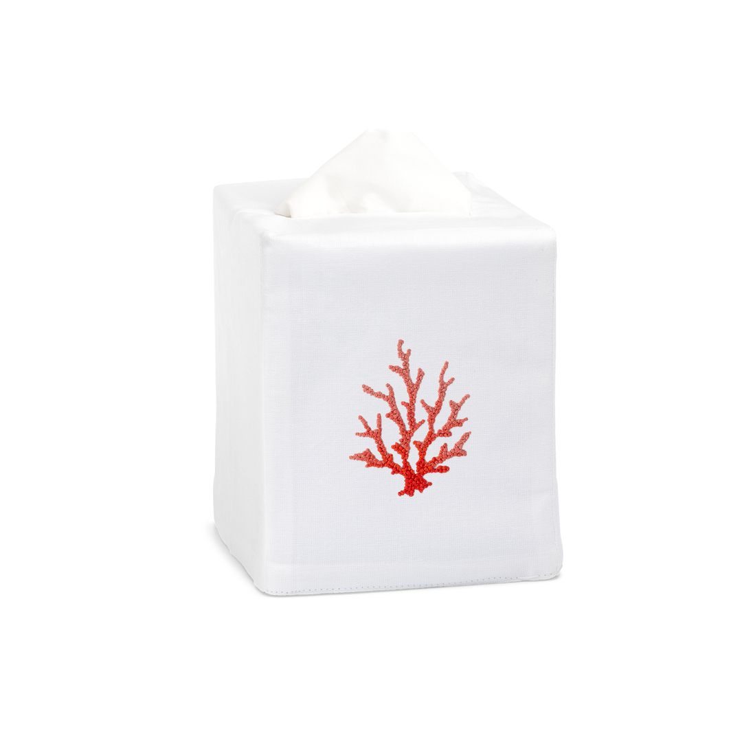 Red Coral Knot Embroidered Tissue Box Cover