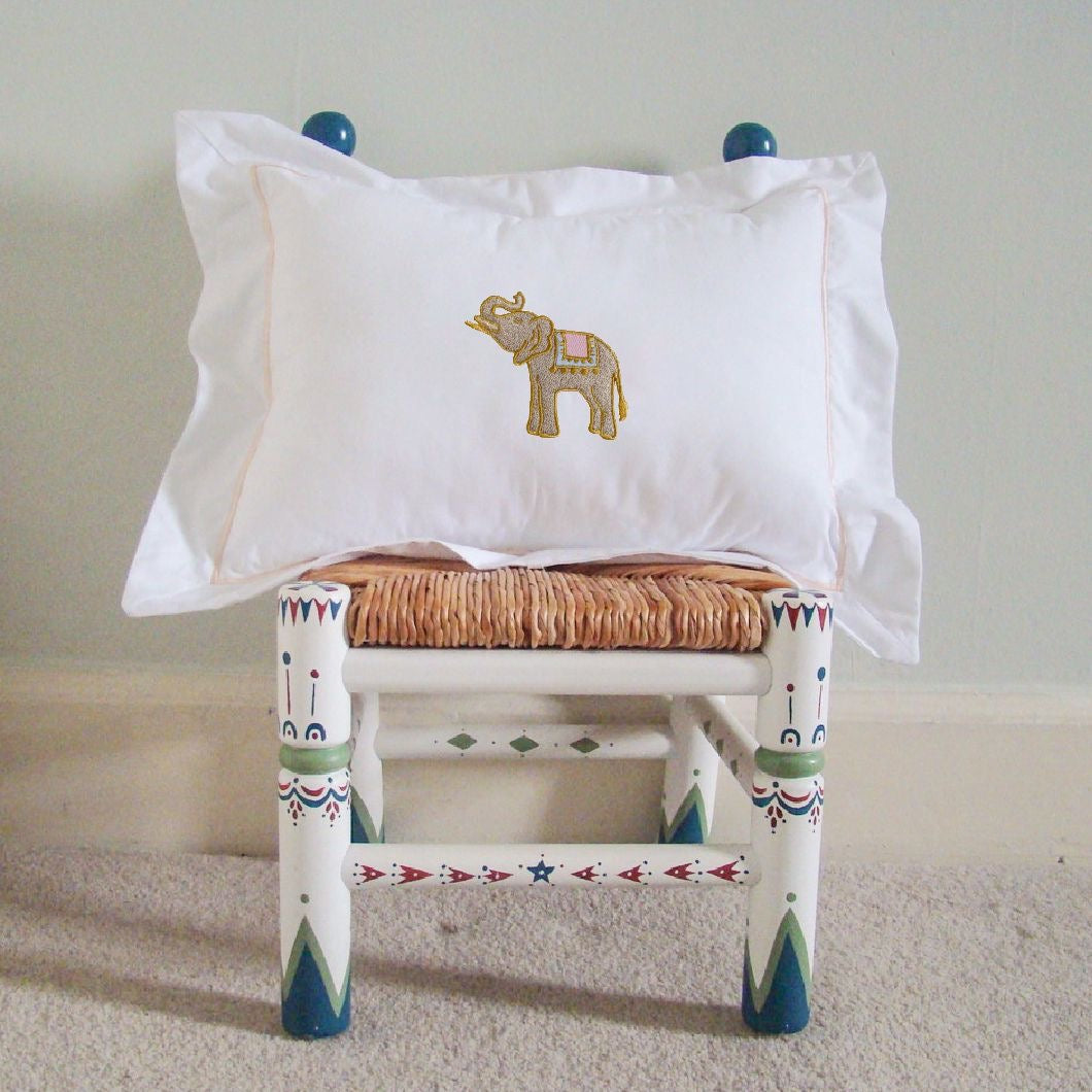 Elephant Embroidered Boudoir Pillow
