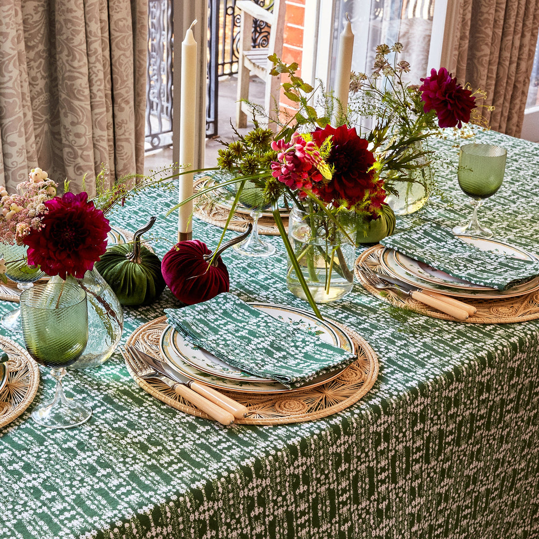 Pia Green Linen Tablecloth