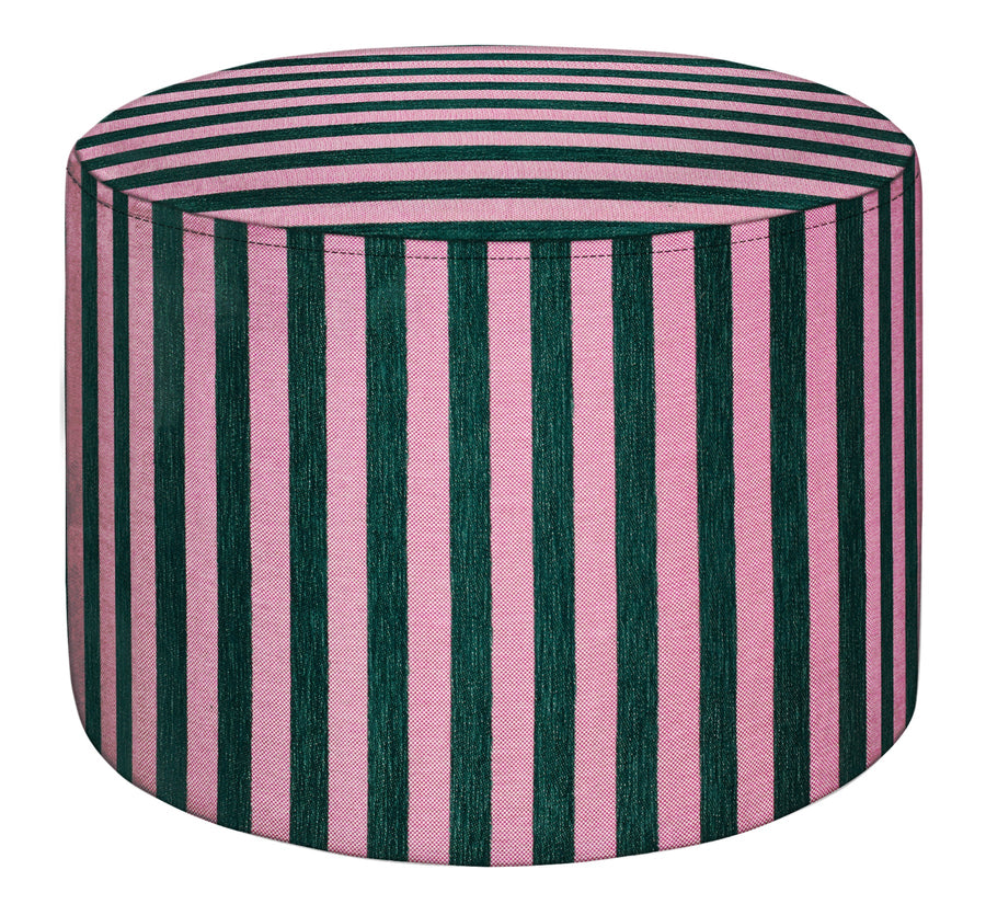Jackie Striped Ottoman - Pink & Green