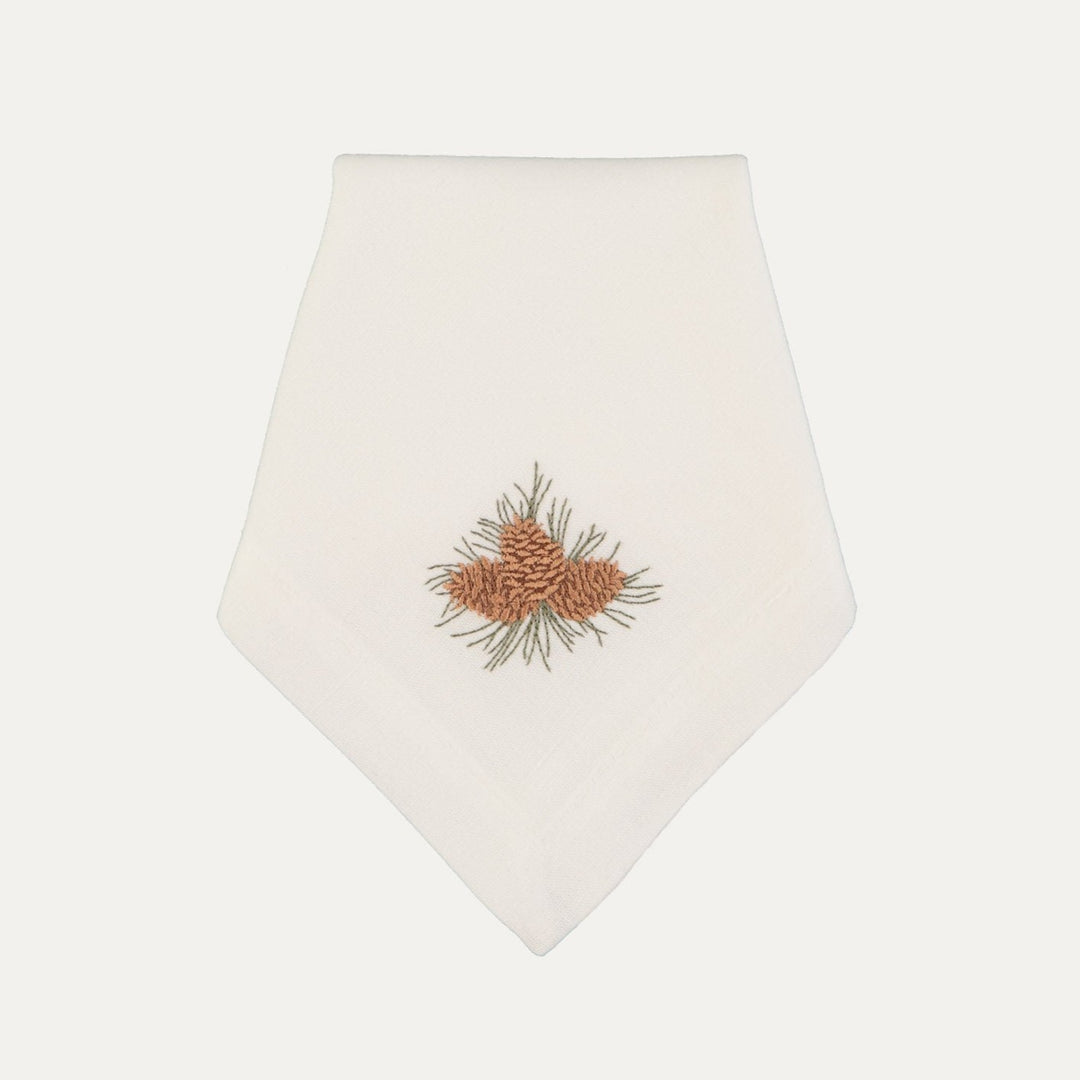 Pinecone Embroidered Linen Napkin