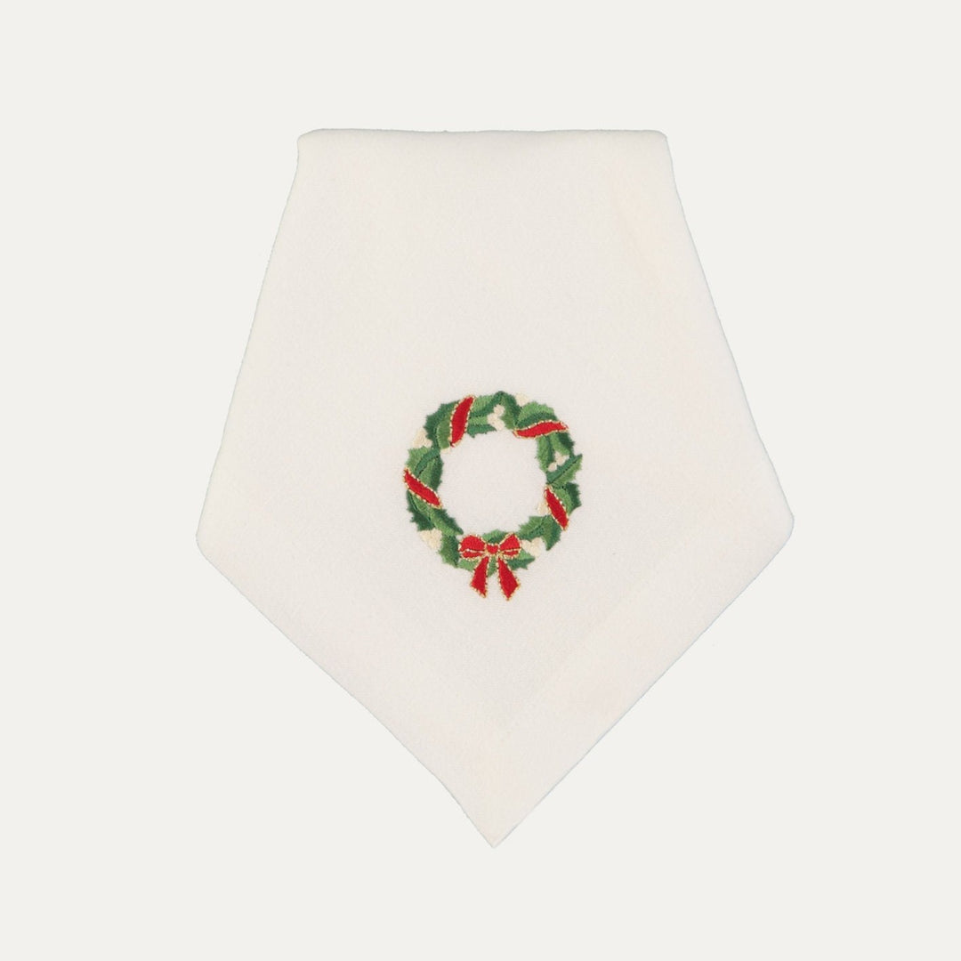 Christmas Wreath Embroidered Linen Napkin