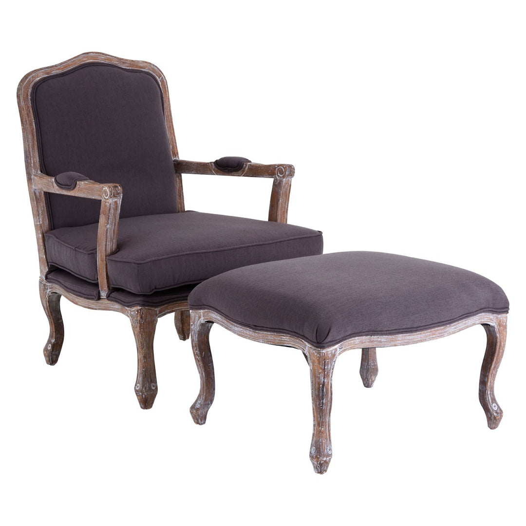Theodore Feather Grey Armchair and Footstool