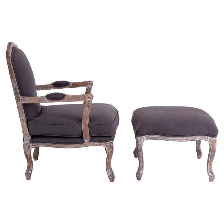 Theodore Feather Grey Armchair and Footstool