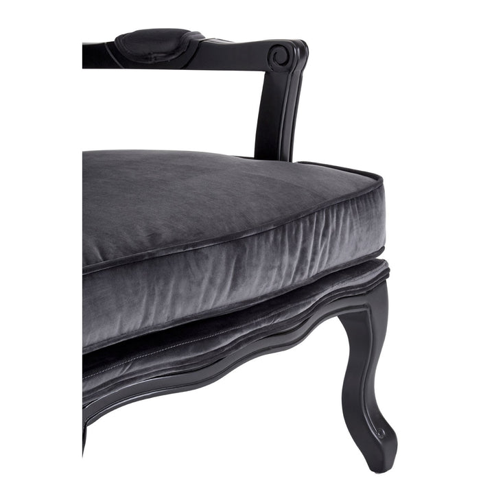 Theodore Gunmetal Grey and Black Armchair and Footstool