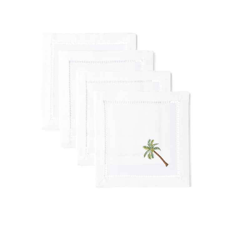 Palm Tree Embroidered Cocktail Napkins