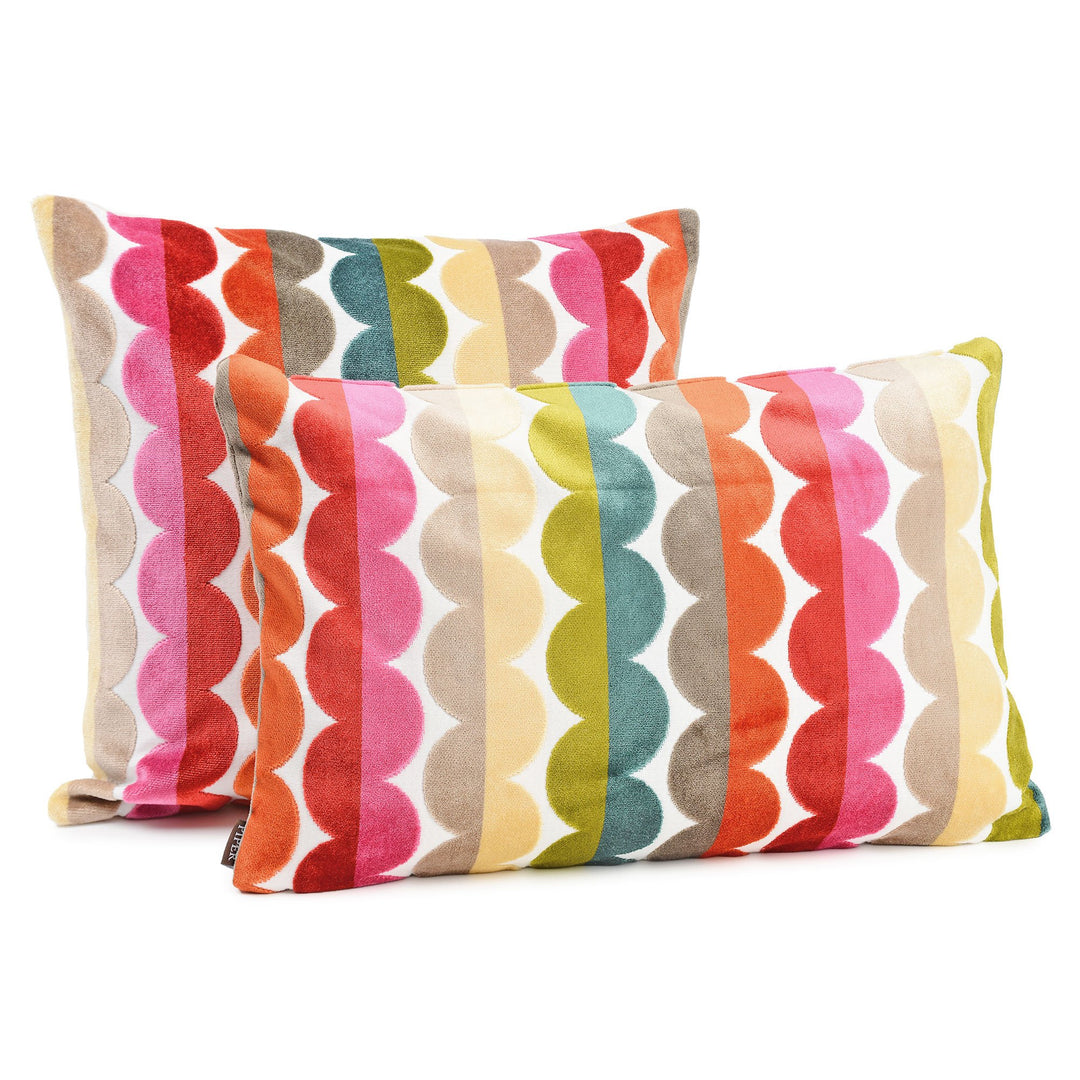 Grace Multi-Coloured Scallop Velvet Cushion