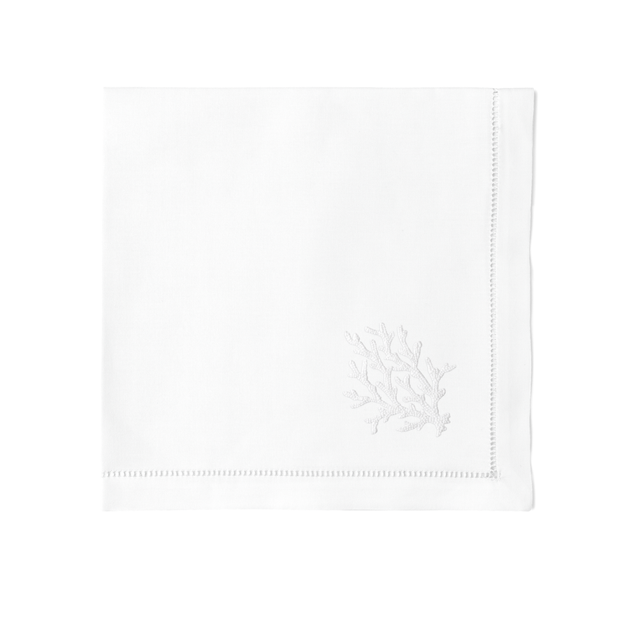 Embroidered White Coral Knot Napkins