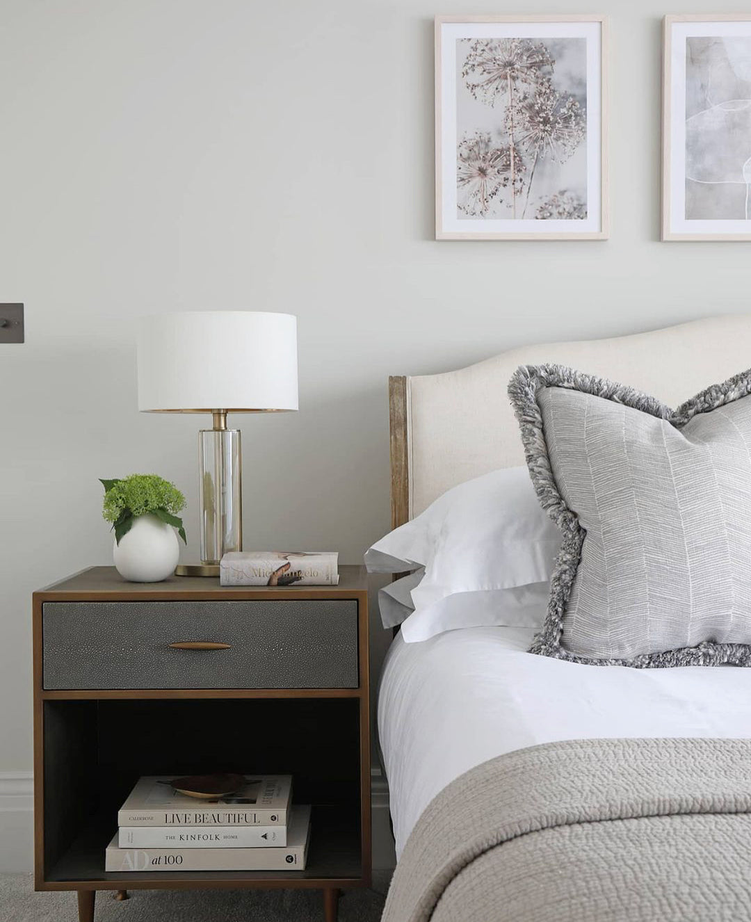 Hampton Bedside Table - Grey Shagreen