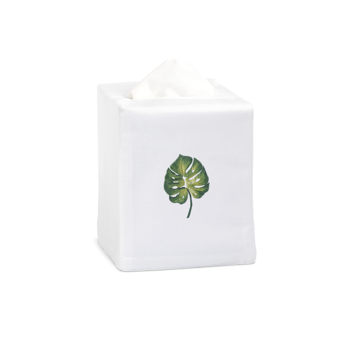 Tropical Leaf Embroidered Tissue Box Cover